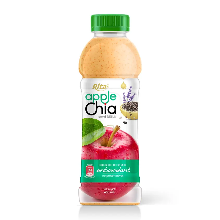 Manufacturer OEM/ ODM Soft Drink Can Beverage Drink 450 ml Pet Bottle Apple Flavor Chia Seed Drink Manufacturers