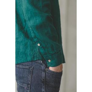 Chemise classique en lin à manches longues pour hommes avec boutons, vêtements en lin pour hommes, chemises décontractées en lin pour hommes ajustées - Product Image 3