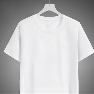 T-shirt à manches courtes en soie de lait blanc 180g, personnalisé OEM, transfrontalier, pour homme, ample, décontracté, non transparent, chemise de base - Product Image 1