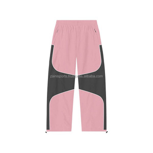 sweat Polyester embroidery Strips Nylon strips <b>Track</b> <b>Pants</b> for Men Baggy Nylon <b>Pant</b> Wide Leg Windbreaker washed men's <b>pants</b> - Product Image 2