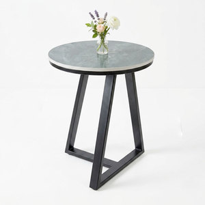 Modern Round Stone Top Side <b>Table</b> 45cm Iron <b>Legs</b> Decorative SST031 - Product Image 1