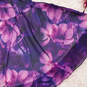 Vestido de Fiesta sin Mangas con Estampado Floral Morado para Niñas de Shoryam Fashion |   Tela Suave, Hasta la Rodilla, Para Todas las Temporadas, Cumpleaños, Festivo - Product Image 4