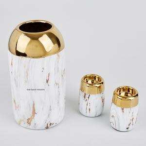 Florero de Metal de Aspecto Fabuloso, Color Dorado/Blanco, para Decoración del Hogar y Mesa de Boda, Floreros Hechos a Mano - Product Image 3