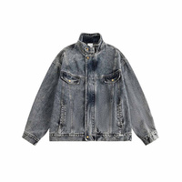 Veste universitaire en jean tissé délavé style vintage XozeWear 360g imperméable avec fermeture éclair sur le devant, doublure polyester pour femme, idéale pour l'hiver