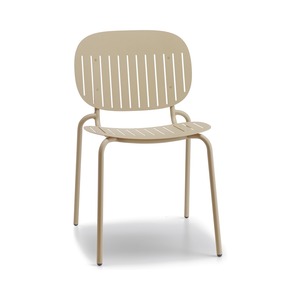 Stackable Outdoor <b>Dining</b> <b>Chair</b> Galvanized Painted Steel Frame Slatted Seat and Back for Restaurant Cafe Hotel Terrace - Product Image 5