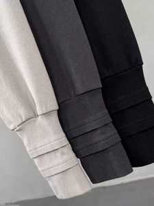 Sudadera con capucha de invierno bordada de peso pesado lavada Retro de gran tamaño personalizable transpirable para hombres mangas de calle alta dedo expuesto - Product Image 6