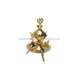 เครื่องหอมทรงกรวยทองเหลืองคุณภาพสูงดีไซน์ทันสมัยพร้อมทองเหลืองเคลือบทองทำด้วยมือในอินเดียโดยใช้วัสดุจากใบไม้ - Product Image 4