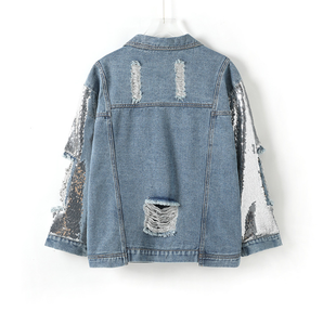 Abrigo Regular de Mujer con Diseño Acolchado, Tejido de Punto, Costuras Vaqueras y Lentejuelas, Novedad 2025 - Product Image 3