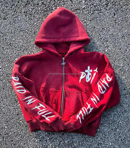 Multi Color Hommes Vintage Personnalisé Distressed Brodé Hoodies Hommes Zip Up Hoodie Full Sleeve Hoodie - Product Image 1