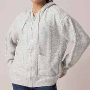 Sudadera de punto de algodón de Invierno para mujer OEM, Sudadera con capucha, prendas de vestir informales transpirables para mujer con logotipo frontal para niñas - Product Image 2