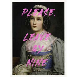 Motif de portrait de style design moderne 'Veuillez partir avant neuf heures' - Product Image 2