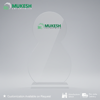 Trophée en acrylique Mukesh Enterprise Prestige Glow - 27, durable, poli, gravé, design abstrait, imprimé en typographie, style sportif