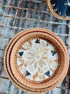 Vietnam usine en gros rotin coquille mosaïque plateau belle service table décoration de la maison nourriture fruits stockage organisateur - Product Image 6