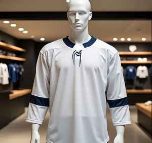 Meilleur prix séchage rapide à manches longues vêtements de sport d'entraînement personnalisable équipe Sublimation impression Logo blanc maillot de Hockey sur glace 2025 - Product Image 5