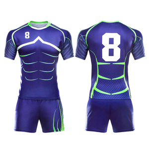Uniforme de Rugby profesional de alta calidad con diseño impreso transpirable para hombre, venta al por mayor, nuevos pantalones cortos de Jersey cosidos, conjuntos elegantes - Product Image 1