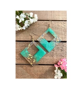 Boucles d'oreilles tendance de haute qualité, forme ronde, bois et résine époxy, best-seller, qualité standard, bijoux à vendre - Product Image 2