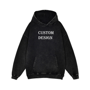 Sudadera con capucha de manga larga con lavado ácido azul sólido personalizado para hombre, la mejor oferta, ropa de calle OEM con diseño bordado para invierno - Product Image 2