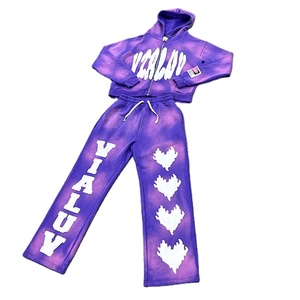 Conjunto de Sudadera con Capucha Oversize y Pantalones Acampanados con Pedrería Personalizado OEM - Product Image 1