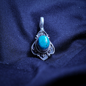 Pendentif en argent Sterling 925 avec pierres précieuses turquoises, dernier prix fabricant de bijoux fins pour femmes - Product Image 1