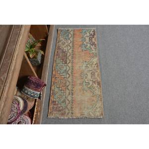 Alfombra Kilim turca Vintage de 1,5x3,2 pies, clásica, naranja, Beige, lana, tejido plano, respaldo de látex, diseño de pasillo rectangular trenzado - Product Image 1