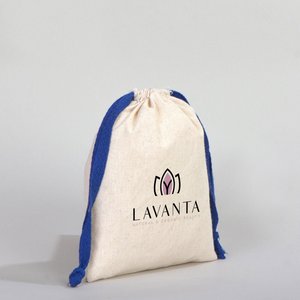 Customizable Dark Blue Organic Cotton Fabric <b>Pouch</b> with Screen Printing 6 W X 8 H (15.5 cm X 20 Cm) for Personalized Gifts - Product Image 6