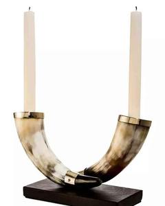 Portavelas de cuerno de búfalo pulido, soporte de Metal con portavelas de cuerno de vaca para una decoración elegante para el hogar por Crescent Crafts - Product Image 3