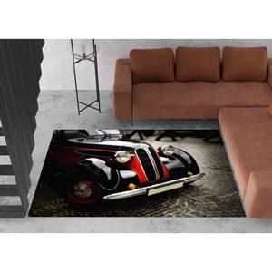 Alfombra de Coche Vintage: Diseño Automotriz Retro, Decoración para Cuarto de Hombre, Alfombra de Chenilla - Product Image 2