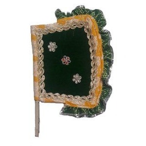 Abanico Decorativo Indio Pakhi Mehndi Dholki, Abanicos de Tela Vintage para Bodas Punjabi, Recuerdo de Fiesta, Juego Jago - Product Image 4