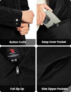 Blouson aviateur en velours côtelé pour homme Veste universitaire d'automne vintage décontractée légère à fermeture éclair avec poches - Product Image 6