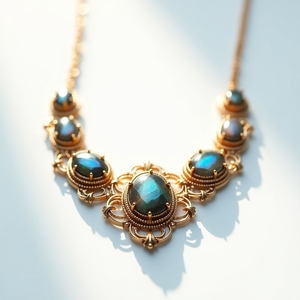 Gemnel High Quality Healing Stone 925 Silver 18k Gold Labradorite Gemstone Natural Stone Necklace - Product Image 3