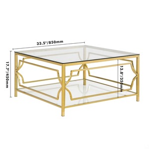 Mesa de Centro Hudson de Lujo, Ecológica y Moderna, con Marco de Metal y Tapa de Cristal Transparente, para Muebles de Sala de Estar - Product Image 6