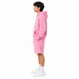 Ensemble sweat à capuche zippé et short pour homme et femme, streetwear d'hiver avec cordon de serrage, survêtement deux pièces 100% coton, sweats oversize USA - Product Image 4