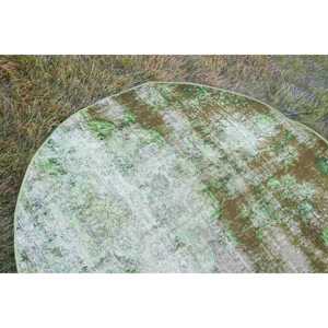 Tapis turc 4,1x4,1 pieds, tapis rond vintage, tapis en laine vert et blanc à imprimé animal - Product Image 5