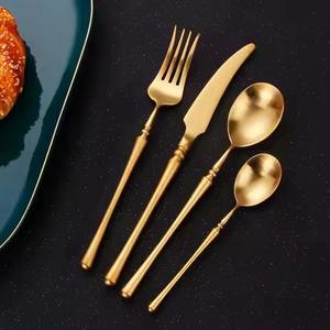 Cubiertos de Acero Inoxidable Dorado para Bodas, Hoteles y Restaurantes, Juego de Cubiertos de Plata para Uso Diario - Product Image 1