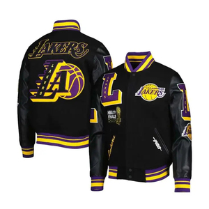 Veste universitaire Letterman de baseball à manches en cuir personnalisée avec broderie d'écusson de haute qualité OEM Vente en gros - Product Image 1