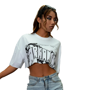 Tops Cortos con Cuello Redondo para Mujer, Hechos a Medida, Ecológicos, Ligeros y Transpirables, 100% Algodón y Poliéster, Logotipo Personalizado - Product Image 5
