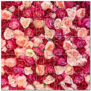 Flores Azulejo Cerámica Mural PT500618. 25,5 "W X 17" H Juego de 24 4,25 Azulejos" - Product Image 1