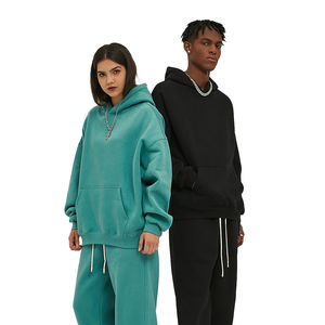 Vente en gros de sweats à capuche d'hiver surdimensionnés pour hommes, de luxe, personnalisés, en tissu épais, en coton/polyester mélangé, 370g, en molleton français - Product Image 4