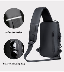 Modèle mis à jour PU étanche hommes décontracté poitrine sac de haute qualité USB antivol hommes sac à bandoulière voyage fronde Pack sac à bandoulière - Product Image 5