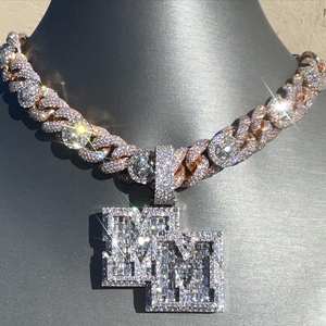 Colgante de plata 925 con nombre de letra personalizado, joyería redonda de moissanita con diamantes de hip hop, collar con nombre helado, regalo de cumpleaños - Product Image 1