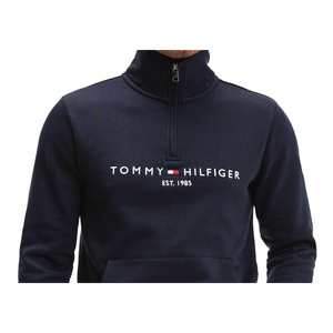 Felpa Casual da Uomo Tommy Hilfiger con Collo Alto e Zip 1/4, Blu, Taglie XS e XL - Oversize in French Terry con Ricamo 3D - Product Image 3