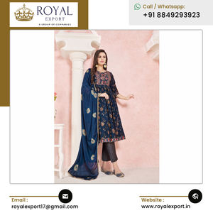 2023 Hermoso diseñador de moda Ropa étnica Seda viscosa Premium con bordado pesado Trabajo y patrón Nyra Kurti Set - Product Image 3