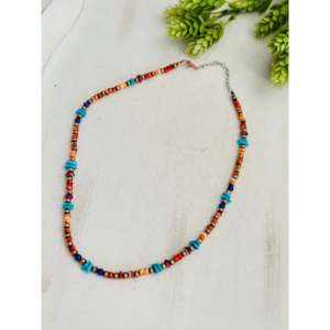 Collar Navajo Multicadena con Cuentas, Estilo Bohemio Vintage, Religioso y Moderno, con Perlas de Cobre, Piedras y Aleación, Diseño Floral, para Regalo o Fiesta - Product Image 4