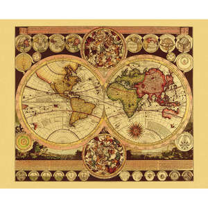 Mapa del Mundo Histórico de Diseño Tradicional Dufex, Impresión en Relieve de Aluminio - Product Image 1