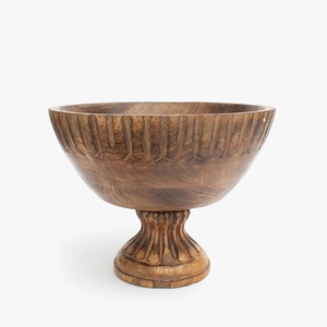 Bol de service en bois de manguier de conception antique fait à la main tasse de fruits en résine arrondie pour l'artisanat cadeaux applications pour chiens prix de gros - Product Image 1