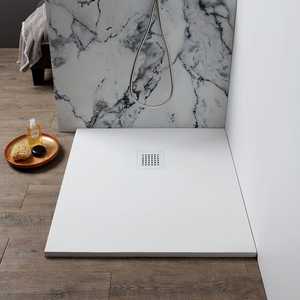 ถาดรองอาบน้ำเรซิ่นสีขาว ขนาด 90x90 ซม. ดีไซน์อิตาเลียนสมัยใหม่ ความสูง 2.5 ซม. - Product Image 1