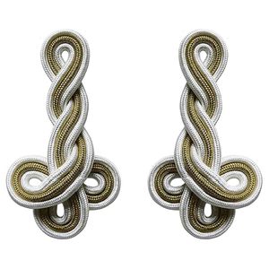 Hombrera de Uniforme con Trama de Trébol de Cuatro Hojas en Color Blanco y Dorado - Product Image 1