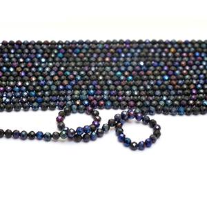 Perles rondes micro-facettées en lapis-lazuli AAA 3 mm-4 mm, pierre semi-précieuse naturelle bleue mystique, perles en vrac pour la fabrication de bijoux - Product Image 3