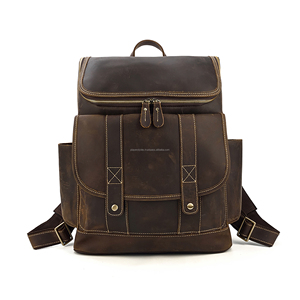 Unisex Leather Laptop Travel Backpack Customized Logo Casual Vintage Daypack Factory Supply Direct - Product Image 1