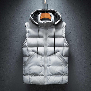 2025 hommes mode chaude hiver coupe-vent à capuche veste sans manches solide gilet avec poches décontractées grande taille imperméable gilet - Product Image 3